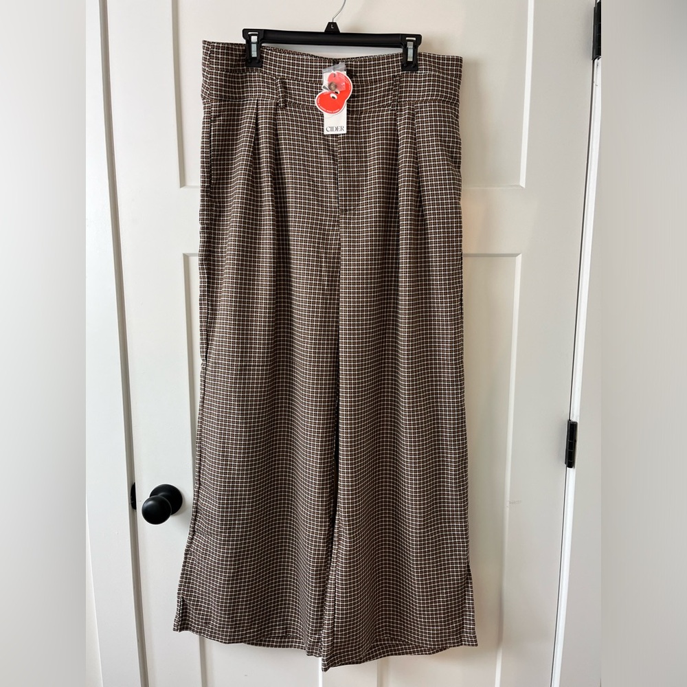 NWT Cider Houndstooth wide leg trousers Size 0XL